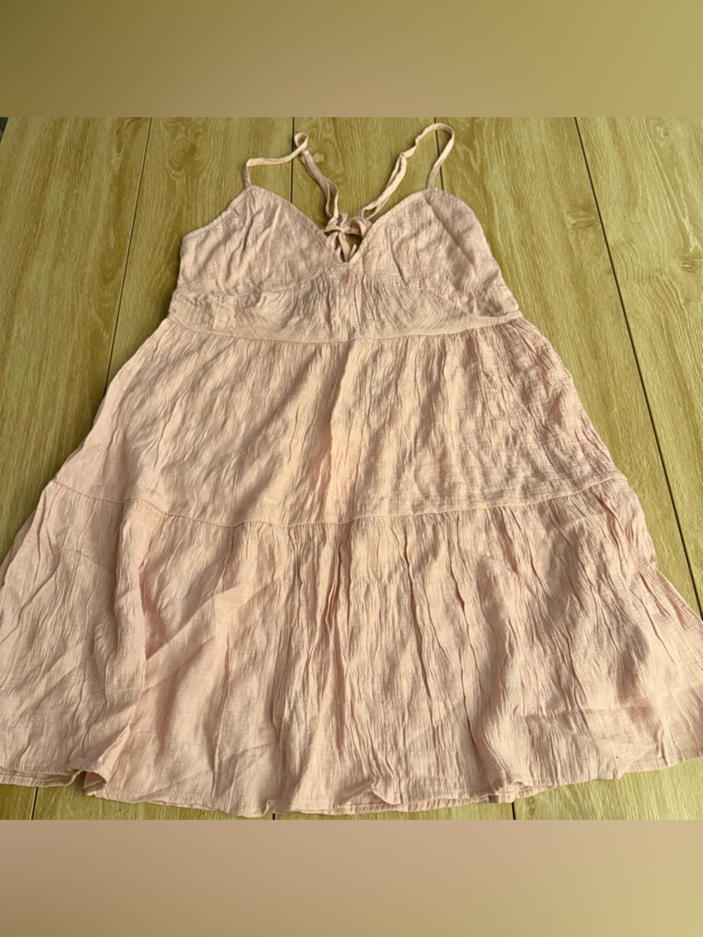 Brave Soul Light Pink Tiered Tie-Front Mini Dress